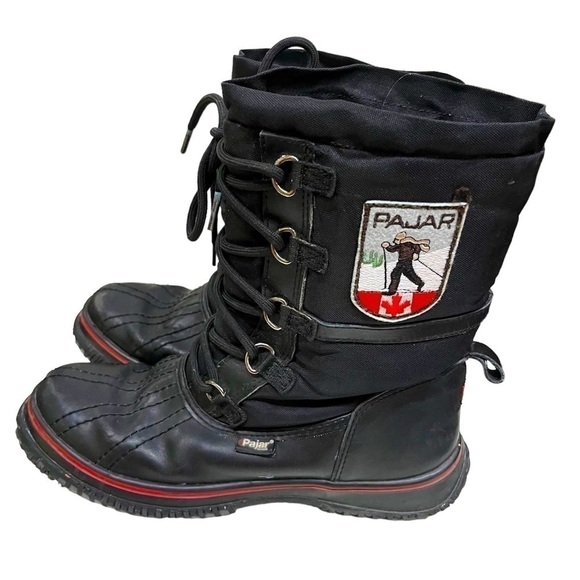 Pajar black leather and nylon low grip insulated winter boots size 38 - Picture 1 of 10